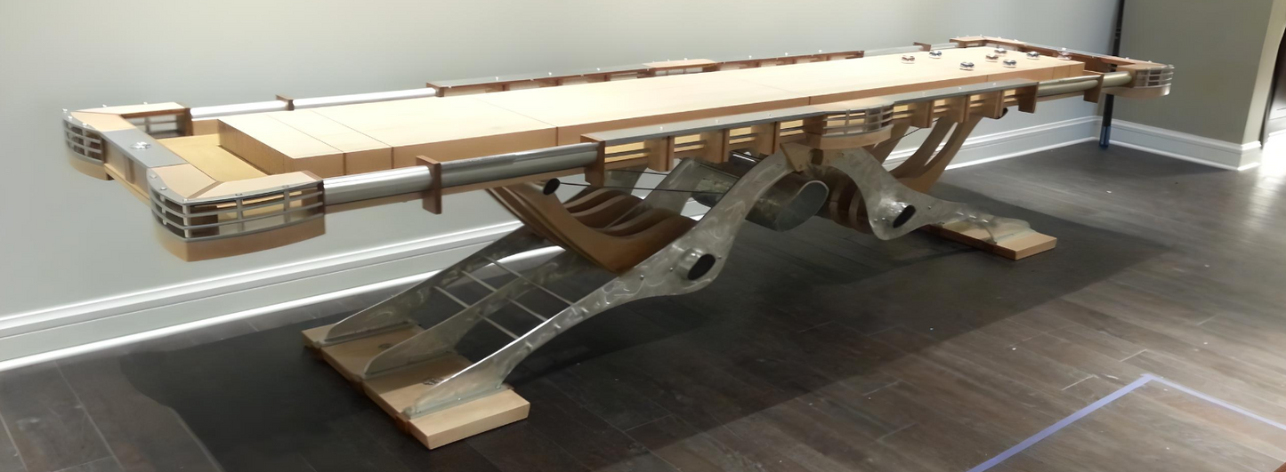 A shuffleboard table of the predator pool table